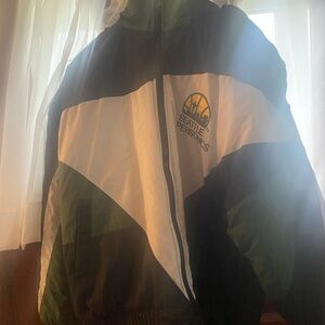 Pro Player Green and White Puffer Jacket Seattle Super Sonics